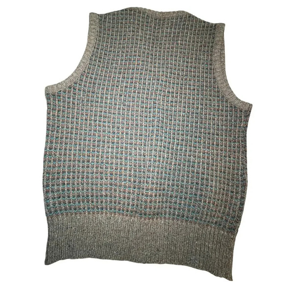 Vintage Panache Knit Sweater Vest Medium Brown Teal Tweed V Neck Academia USA - Picture 5 of 12